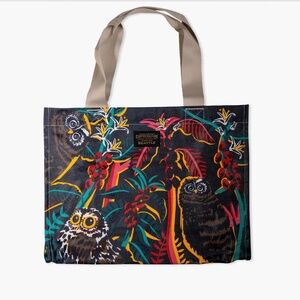 Chalo Seattle Coffee Culture Night Owls Coated Canvas Zipper Tote - 17 x 13 x 5"